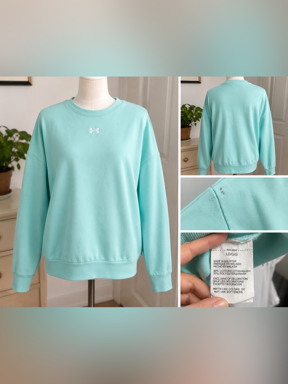 Under Armour Aqua Oversized Crewneck Sweatshirt Size L